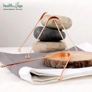 Limpiador de lengua de cobre puro HealthAndYoga qSwipe Lite con Mango antideslizante higiene ecológica por proveedor de la India al mejor precio - Product Image 1