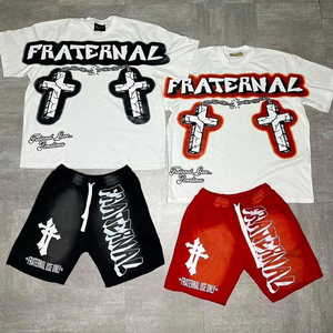 Custom graphic t <b>shirt</b> and shorts set <b>mens</b> printed streetwear 2 piece outfit breathable cotton blend <b>summer</b> wear - Product Image 5