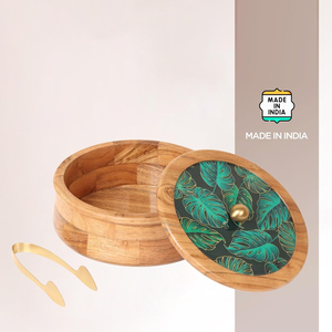 Handmade Fancy Wooden Casseroles Wholesale Epoxy Coating On <b>Lid</b> New Arrival Most Designer Casseroles & Hot Pots at Low Price - Product Image 5