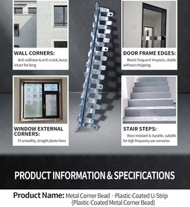 Profilé d'angle en alliage d'aluminium moderne et résistant aux chocs pour cloisons sèches, avec finition en PVC pour application de mortier - Product Image 6