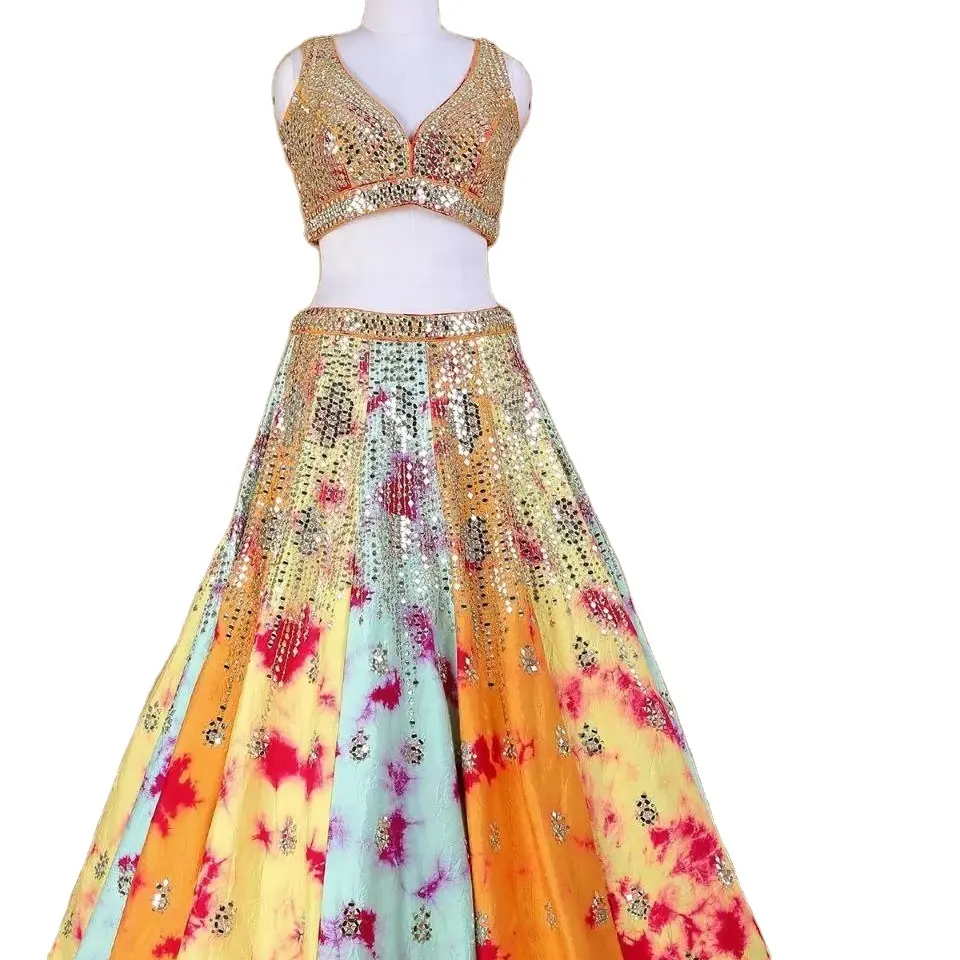 FULPARI Women Lehenga Choli Seuqnce Workブライダルシルク生地結婚式とフェスティバルウェア (インドの輸出業者から)