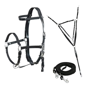 Juego de rieles con placa de pecho, rieles con brida de cuello Halter de resistencia de caballo, con tachuelas ecuestres - Product Image 5