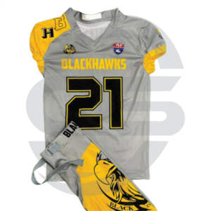 Uniforme de football américain de conception personnalisée unisexe 2023 produit haut de gamme avec logo personnalisé 100% tissu polyester à manches courtes longueur - Product Image 6