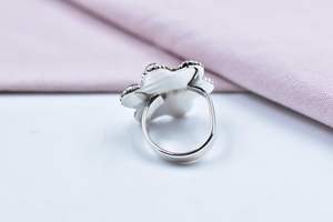 แหวนเงินสเตอร์ลิงทำด้วยมือปรับได้พร้อมดอกกุหลาบดอกรักเร่และเทอร์ควอยซ์สำหรับเป็นของขวัญแต่งงานสำหรับผู้หญิงและเด็กผู้หญิง - Product Image 5