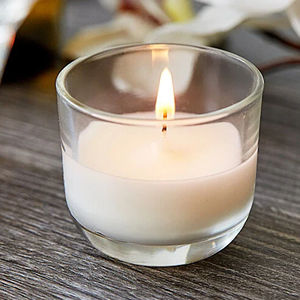 Tarro de vela de cristal transparente corto simple y clásico con cera perfumada de la mejor calidad a un precio asequible por HHO de India - Product Image 1