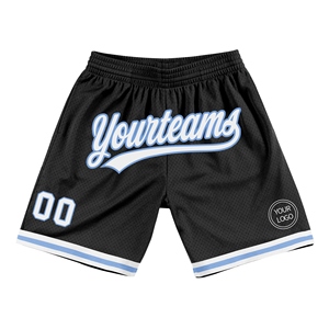 Shorts de basketball personnalisés Industrie Direct, noir, blanc et bleu clair, style rétro authentique - Product Image 1