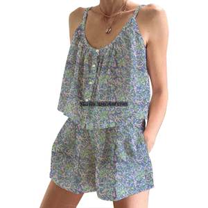 Conjunto de Pijama Corto para Mujer, Estilo Informal, para Otoño, Primavera/Verano, Floral, Ajustado, con Tirantes, sin Mangas - Product Image 2