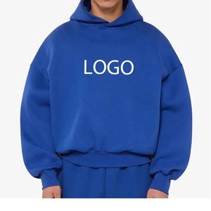 Vente en gros de pulls à capuche thermiques 100% coton pour hommes grande taille décontractés hiver utilisation en extérieur impression solide OEM à capuche teint uni - Product Image 1