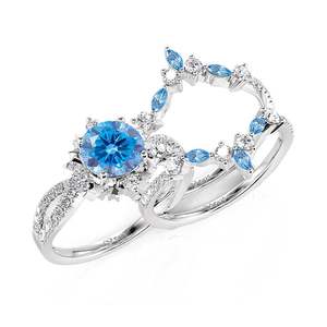 Ensemble de 3 bagues Jeulia en aquamarine avec motifs étoile et lune - Product Image 2