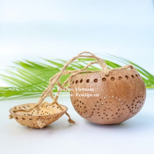 HOT NEW SALE NATURAL COCONUT SHELL POT/ COCONUT PLANTING POT/ COCONUT SHELL POT WITH LOGO CUSTOMIZED FROM ECO2GO VIET NAM - Product Image 1