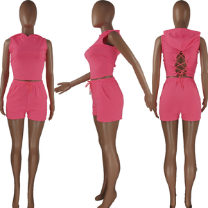 Conjunto de Sudadera sin Mangas y Pantalones Cortos para Mujer, Dos Piezas, Ropa Deportiva Informal, Logotipo Personalizado, Ropa de Entrenamiento de Invierno, Ropa Deportiva de Gimnasio al por Mayor, Hasta la Rodilla - Product Image 6