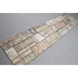 Vintage Turkish Rug 2,1x8,6 ft (63x261 cm), <b>Brown</b> <b>Wool</b> Rug - Product Image 4