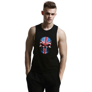 Débardeur de gymnastique en coton/fibre de bambou pour hommes décontracté Fitness Stringer musculation entraînement musculaire sans manches respirant 3D broderie - Product Image 1