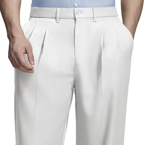 Pantalons de travail décontractés pour homme, style vintage, plissés, style old money, jambes larges - Product Image 1