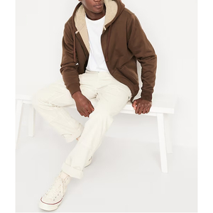 Sweat-shirt à capuche en coton pour homme, automne-hiver, grande poche, couleur unie, motif à carreaux, logo personnalisé, sweat-shirt à capuche tissé, décontracté - Product Image 3