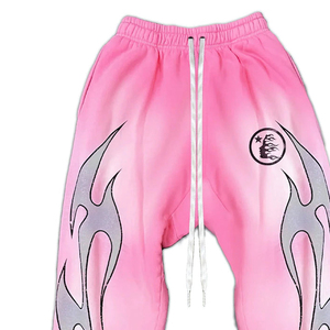 Custom Lightweight Man Oversize 100% Cotton <b>Flared</b> Washed <b>Sweatpants</b> with Custom Printing High Street Style - Product Image 2