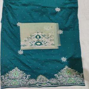 2026 Latest Collection Nigerian George Wrapper With Abstract Pattern And Intricate Exclusive Stone Work On Silk Taffeta <b>Fabric</b> - Product Image 1