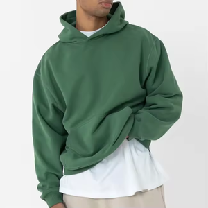 Sudadera con Capucha Extra Grande para Hombre, Personalizada, 500 g/m², 100 % Algodón, Felpa Francesa, Verde Liso - Product Image 1