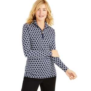 Maglia Casual da Donna Charter Club con Mezza Zip, Traspirante, Stampata, Blu, Taglia XX-Large - Product Image 1