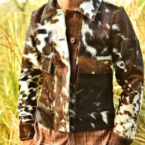 เสื้อแจ็คเก็ตหนังวัวแท้คุณภาพสูง ขนธรรมชาติ สำหรับผู้ชาย ปกตั้ง ระบายอากาศ กันลม ใส่สบายในฤดูหนาว รับผลิตตามแบบ (OEM) - Product Image 1