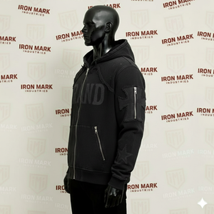 Custom 450 Gsm Fleece Zip-Up Hoodie Y2K Vintage Streetwear 100% Cotton Rhinestone 3D Embroidery Letter <b>Sun</b> Faded Distressed - Product Image 4