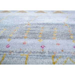 Alfombras Manchaha Azules de Lana y Seda Anudadas a Mano con Patrón Abstracto para el Hogar, Pasillo, Alfombras Rectangulares de Jaipur, Modelo Estadounidense para Habitación Juvenil - Product Image 3