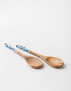 Ensemble de serveurs à salade avec manche en résine, ensemble d'outils de cuisine en bois de mangue d'acacia naturel disponible en Inde - Product Image 2