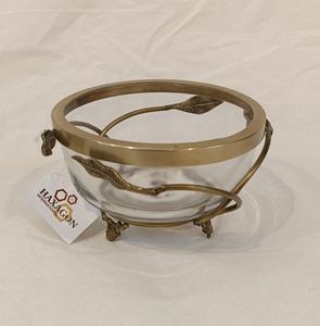 Bol de nourriture en laiton de grande taille en tendance Bol en verre décoratif antique avec caractéristique écologique Design tendance pour les fêtes - Product Image 2