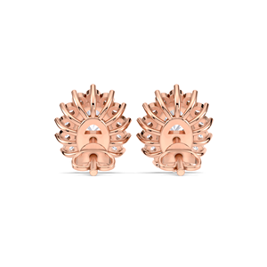 Boucles d'oreilles clous ovales 1,28 carats en diamant de laboratoire avec halo, en or jaune/blanc/rose 9 carats, fermoir à vis, plaqué rhodium, design floral de luxe - Product Image 3