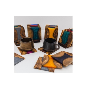 Dessous de verre en bois et résine Forme carrée Dessous de verre en résine époxy de couleur bleue au meilleur prix - Product Image 4