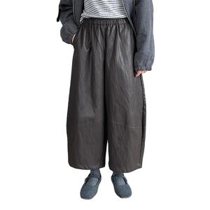 FANAN – pantalon en cuir pour femmes, élastique, taille haute, droit, à jambes larges, vêtements chauds pour le bureau, nouvelle collection hiver - Product Image 1