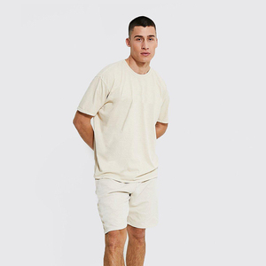 Logo privé été t-shirts et shorts ensembles régulier 100% coton coupe-vent léger cordon de serrage fermeture fait Sialkot Pakistan - Product Image 1