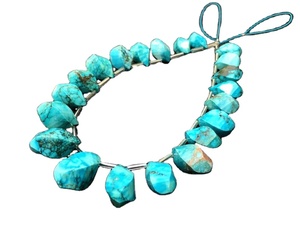 Cuentas de Briolette de piedras preciosas turquesas en forma de lágrima, para fabricación de joyas, fabricación de bisutería india, único, 21 piezas - Product Image 1