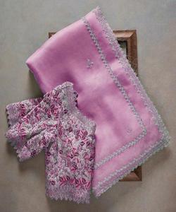 Attractive Daily Office Wear Latest Collection Heavy Embroidered Red Floral Nylon Silk Sari with Blouse Best Price in Indian - Product Image 3