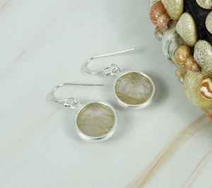 Ensemble de lunette en pierre précieuse rutile dorée véritable léger en argent sterling 925 Boucles d'oreilles à crochet élégantes pour mariage et fête. - Product Image 2