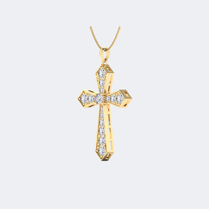 Collier pendentif croix serti de pierres rondes 2.30CTW - Product Image 4