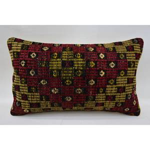 Almohada de lana de retazos Kilim Multicolor de lujo de 12x20 pulgadas tejido Vintage hojas patrón cojín decorativo para sofá ropa de cama - Product Image 1