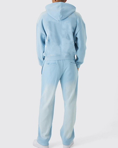 Premium personalizado bordado Logo impreso sólido 100% algodón polar peso medio cordón sudaderas con capucha Pantalones rectos hombres High Street - Product Image 5