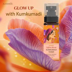 Tonique éclatant Kumkumadi pour peaux grasses et sensibles, formule à base de plantes, panthénol, niacinamide, vitamine E, peptides, anti-âge, éclaircissant - Product Image 2