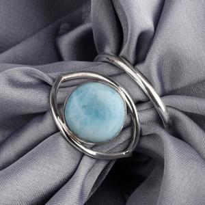 Anillo fino de Larimar de plata 925 clásico para mujer, joyería llamativa de piedras preciosas delicadas, ajuste de bisel, regalo de aniversario de boda - Product Image 5