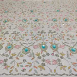 High-Quality Luxury <b>Beaded</b> Lace <b>Fabric</b> for Wedding Dresses for Gowns and Evening Wear Available for Export price from India - Product Image 5