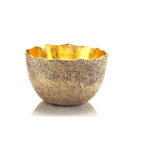 Decorative floral engraved brass serving bowl that <b>can</b> be used for serving dry <b>fruits</b> snacks or sweets in style - Product Image 6