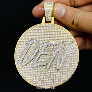 Pendentif avec logo Moissanite personnalisé, Pendentif avec logo personnalisé Moissanite VVS, Pendentif Moissanite personnalisé, Pendentif Moissanite Hip Hop en argent - Product Image 1