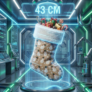 43 cm Christmas Design Stocking with Fur and Plaid for <b>Winter</b> Merry Christmas Occasions - Product Image 2