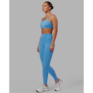 Elixir Ultra High-Rise Full Length Patterned Yoga <b>Leggings</b> with Pockets-Azure <b>Blue</b> - Product Image 5