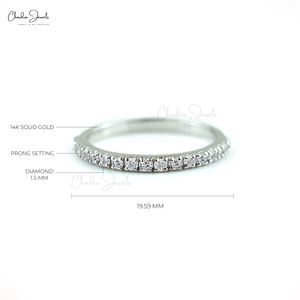 แหวนเพชรทรงกลมขนาด 1.5 มม. สีขาว แบบครึ่งวง ประดับทองคำขาว 14k สำหรับงานแต่งงาน ขายส่งจำนวนมาก - Product Image 1