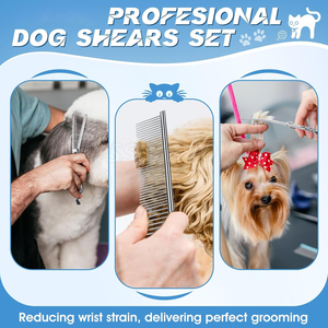 Durable Stainless Steel Pet Grooming <b>Scissors</b> Set for Easy Fur Cutting and Styling for All Breeds - Product Image 3