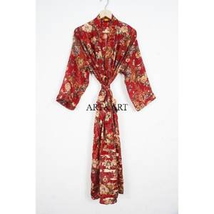 Kimono de Seda de Lujo, Ropa de Estar, Regalo, Estilo Boho, para Festivales de Verano, Uso Diario, Sexy, Hecho a Mano, Vintage, Sari, Manga 3/4, Salida de Playa - Product Image 1