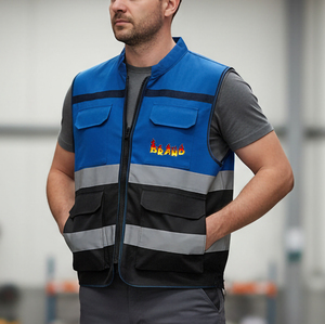 Chaleco de Seguridad Reflectante de Alta Visibilidad ANSI Clase 1 de 2 Colores OEM, Impermeable, con LED Intermitente, Logotipo Personalizado, 2 Tonos, para Hombre - Product Image 1