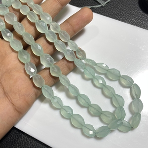 ลูกปัดพลอยคาลซิโดนีแบบเหลี่ยมเพชรพลอยสีเขียว7x9-10x14MM - Product Image 3